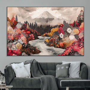 Mountain Wall Art Canvas Print – Framed Autumn Forest