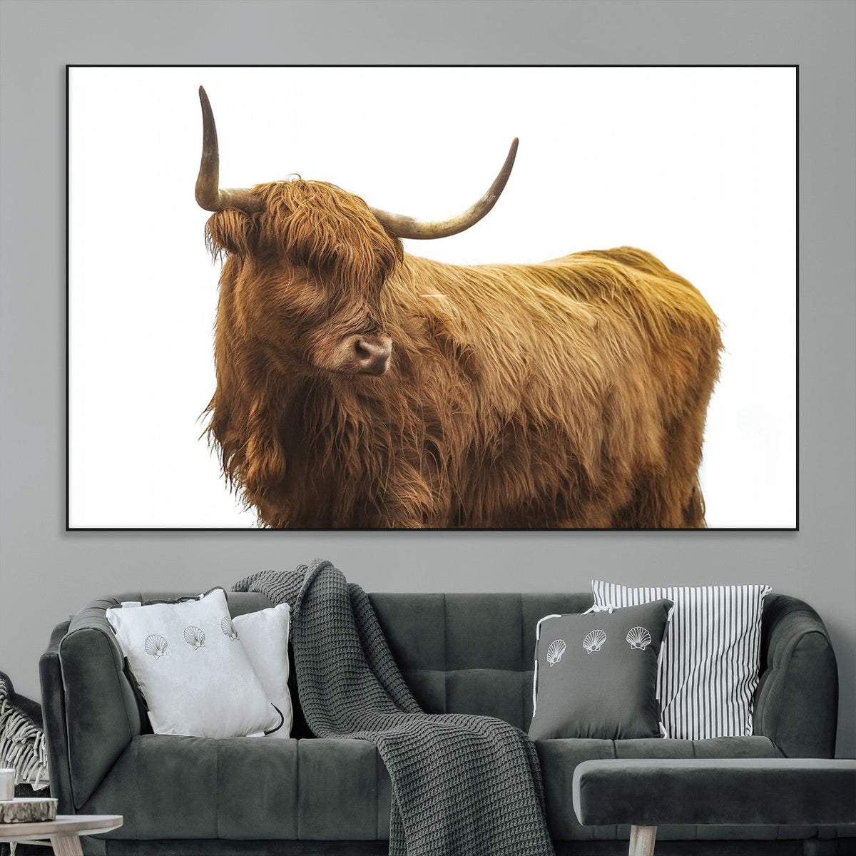 Highland Cow Wall Art Canvas Print – Framed Farmhouse Rustic