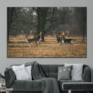 Deer Wall Art Canvas Print – Framed Rustic Wildlife Stags