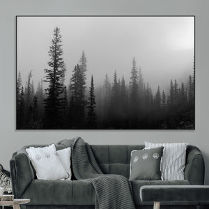 Misty Pines Wall Art Canvas Print – Framed Woodland