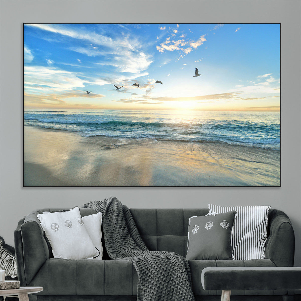 Minimalist Seaside Wall Art Canvas Print – Morning Glow