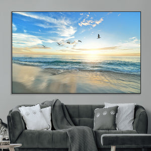 Minimalist Seaside Wall Art Canvas Print – Morning Glow