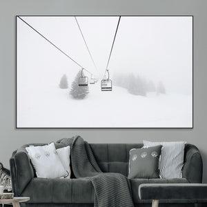 Ski Lift Wall Art Canvas Print – Snowy Alpine Landscape