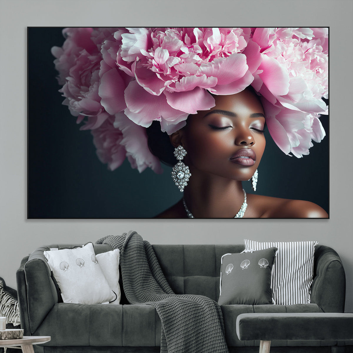 Black Beauty Petal Crown Wall Art Canvas Print – Floral