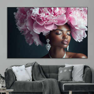 Black Beauty Petal Crown Wall Art Canvas Print – Floral