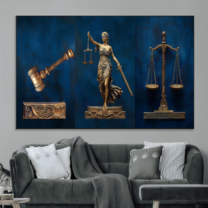 Lady Justice Wall Art Canvas Print – Elegant Gold Legal