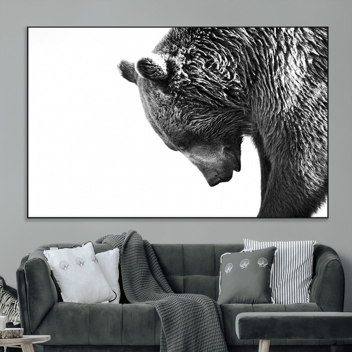 Black and White Grizzly 399 Bear Canvas Print Wall Art |