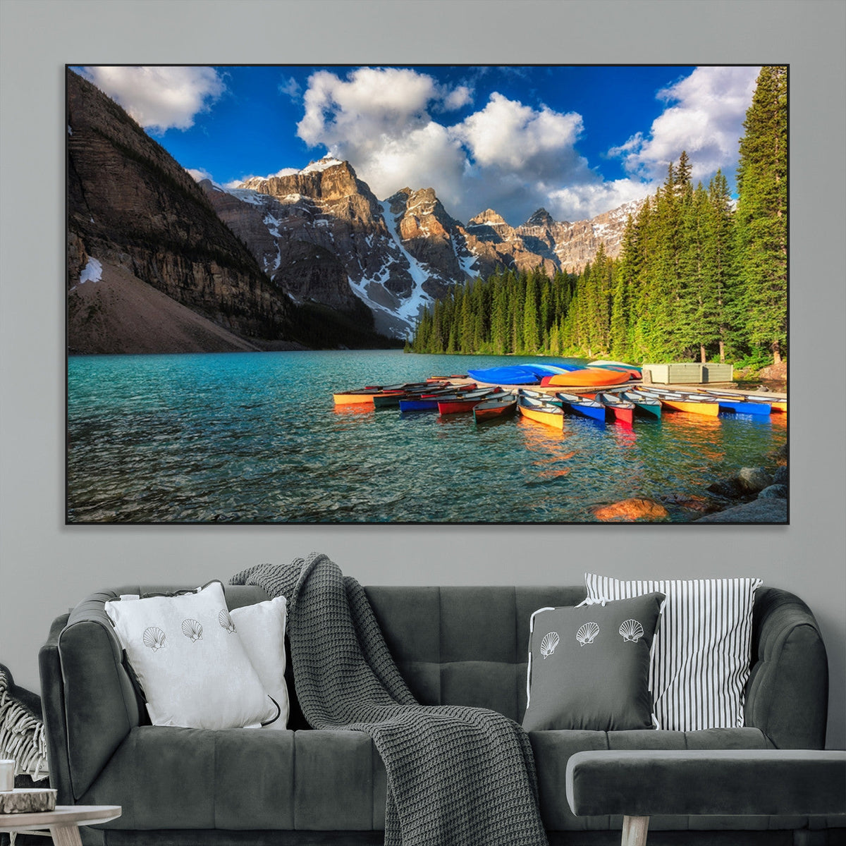 Moraine Lake 3-Panel Wall Art, Majestic Mountain and Lake