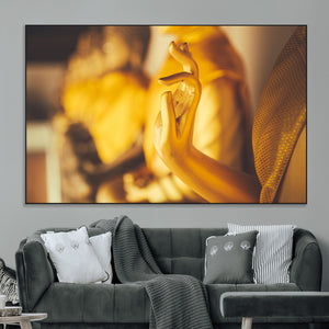 Gold Buddha Statue Hands Wall Art Canvas Print
