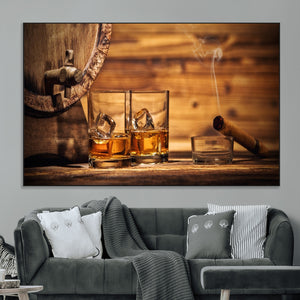 Rustic Whiskey and Barrel Canvas Print