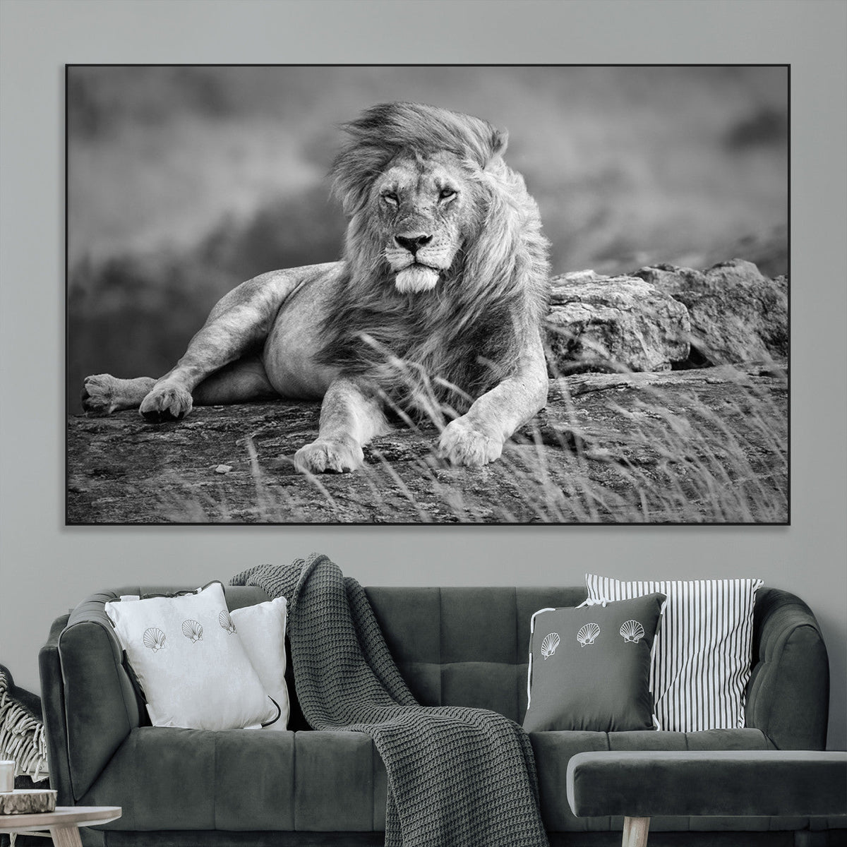 King Forest Lion Wall Art Canvas Print – Framed Majestic