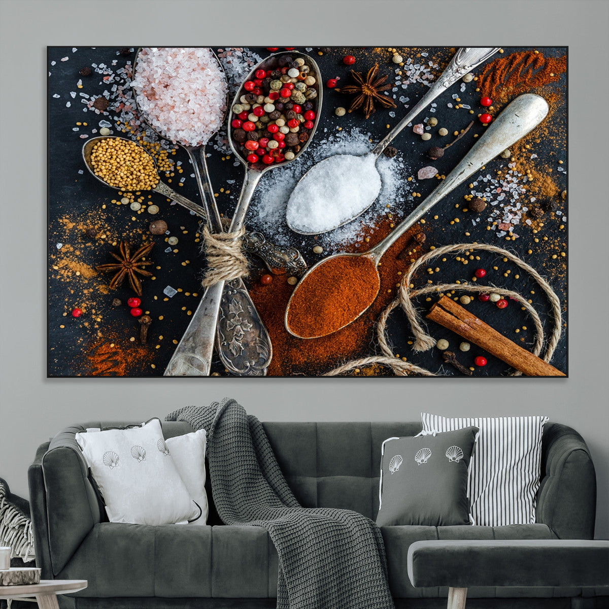 Spices and Seasonings Canvas Wall Art – Colorful Triptych
