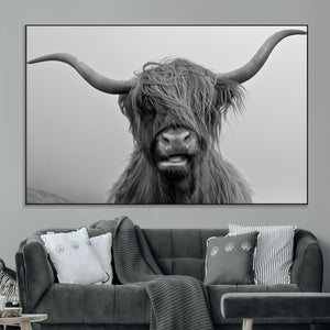 Texas Cow Wall Art Canvas, Texas Longhorn Cattle Canvas