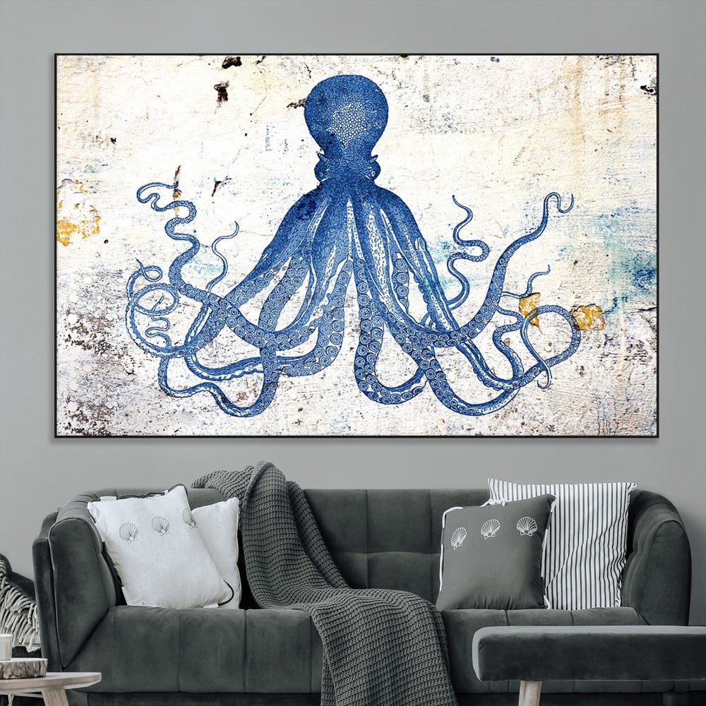 Octopus Canvas Wall Art | Coastal Marine Life Artwork for
