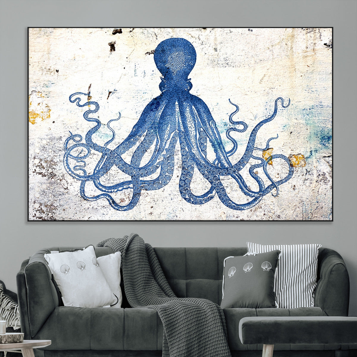 Octopus Canvas Wall Art | Coastal Marine Life Artwork for
