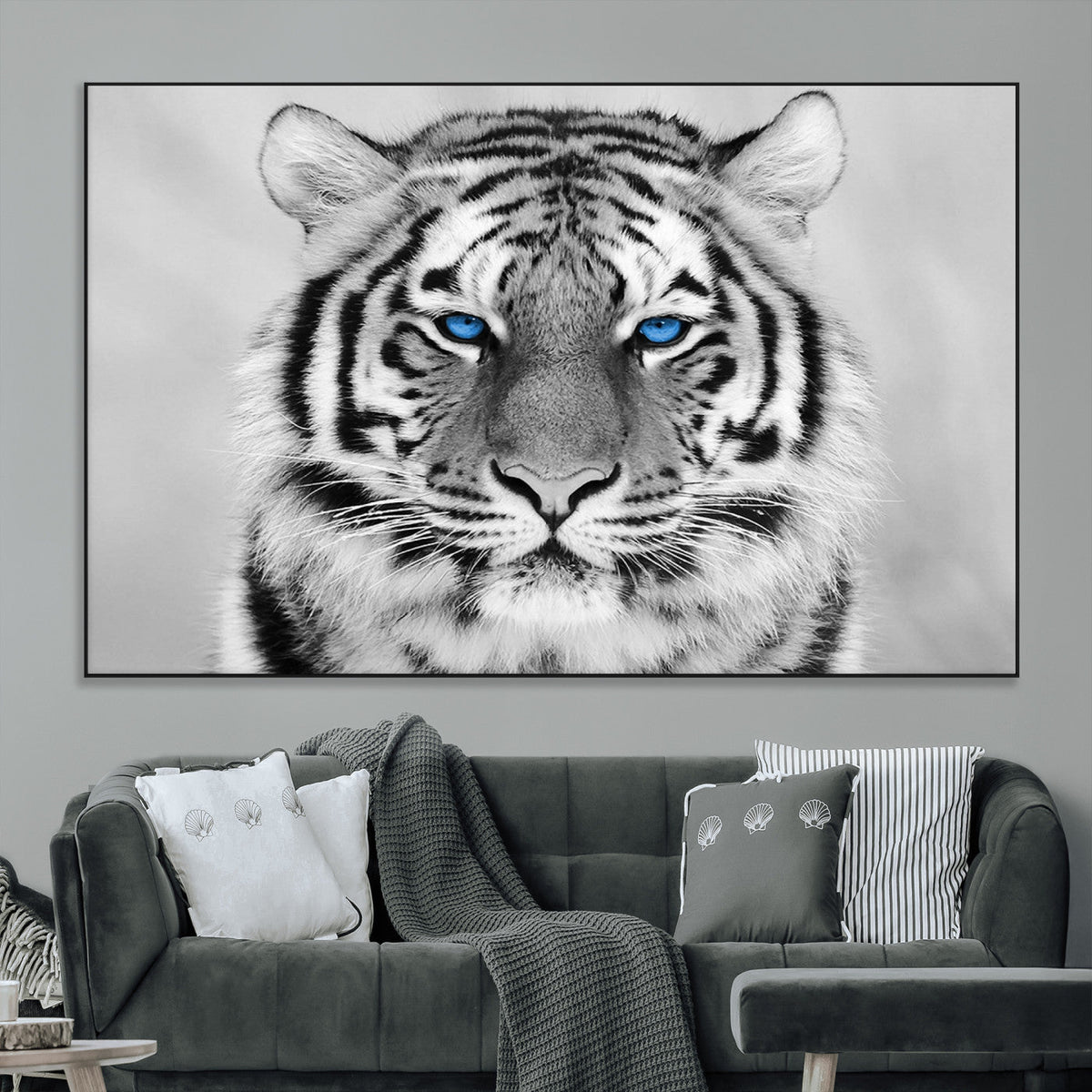 Black and White Tiger Wall Art Animal Canvas Print