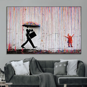 Banksy Wall Art Canvas Print, Framed Graffiti Art Picture