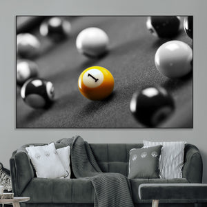 Wall Art Pool Table and Balls Canvas Print