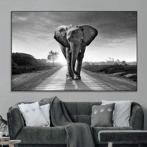 Black and White Elephant Wall Art Canvas Print
