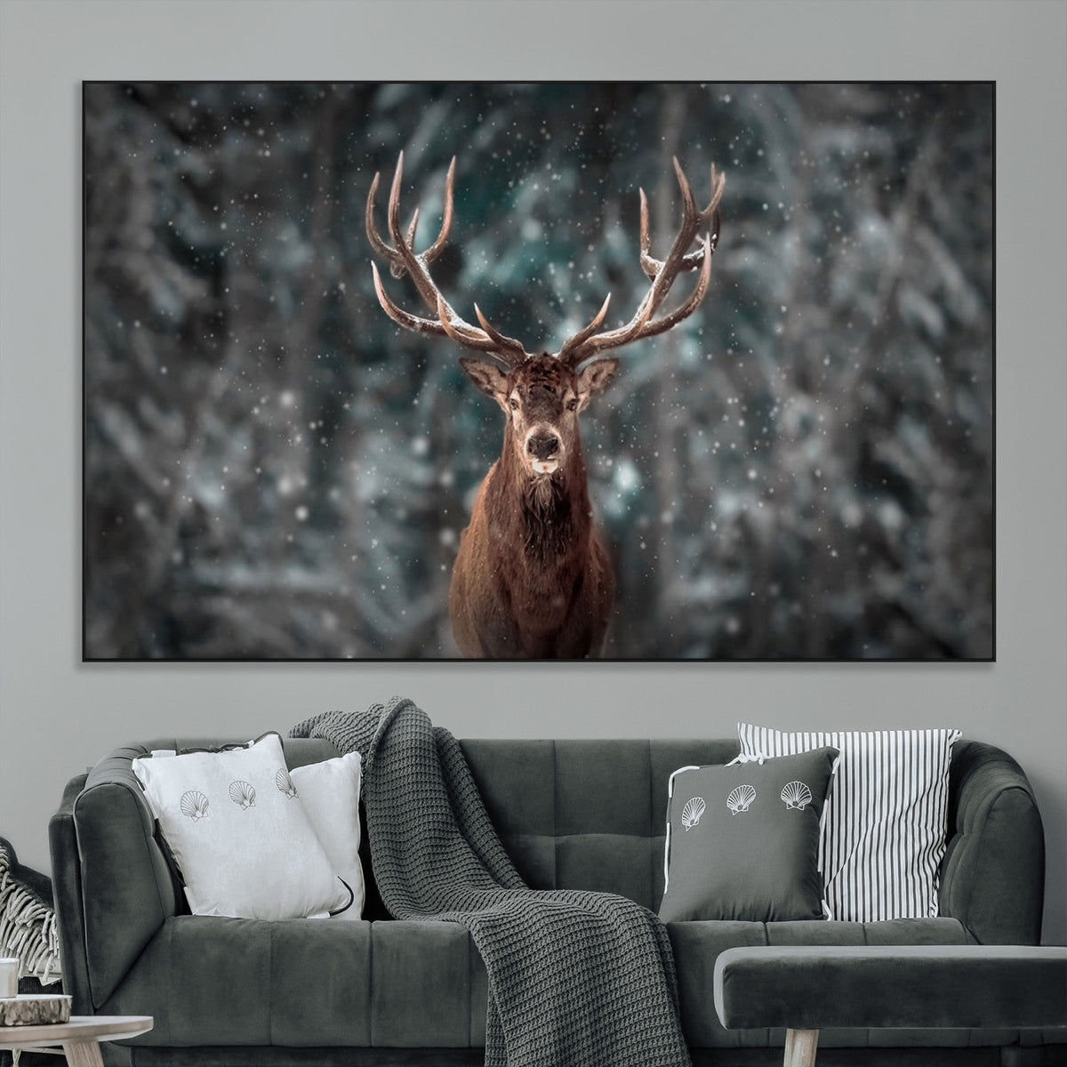 Wall Art Deer Art Animal Canvas, Framed Wall Art Deer Canvas