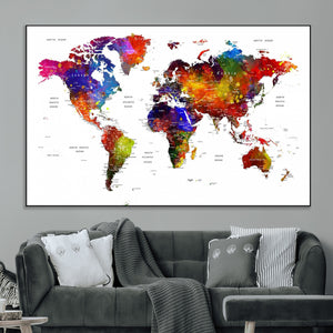 World Map Canvas Print – Detailed Map of the World Wall Art