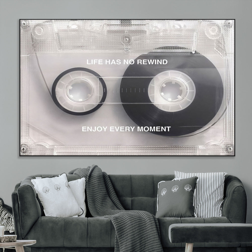 Vintage Cassette Tape Canvas Wall Art - Inspirational 'Life