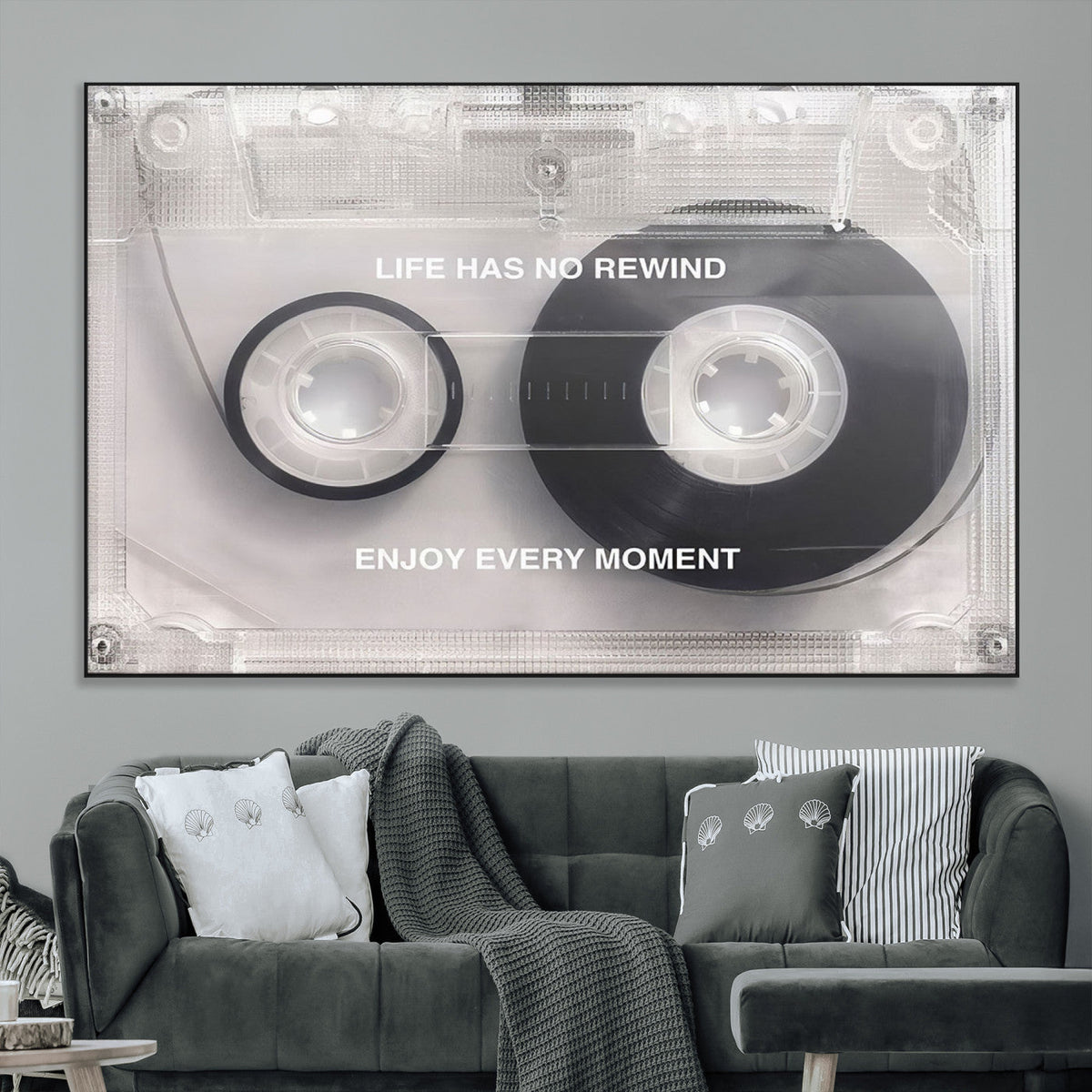 Vintage Cassette Tape Canvas Wall Art - Inspirational 'Life