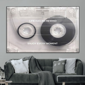 Vintage Cassette Tape Canvas Wall Art - Inspirational 'Life