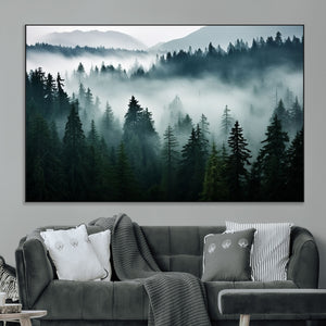 Captivating Misty Forest Wall Art Canvas, Premium Canvas