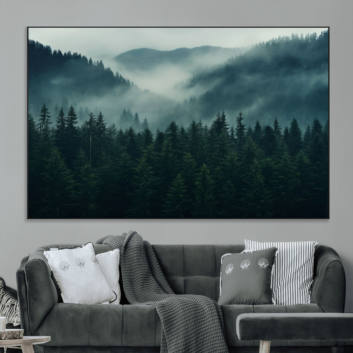 Captivating Misty Forest Wall Art Premium Canvas Print,