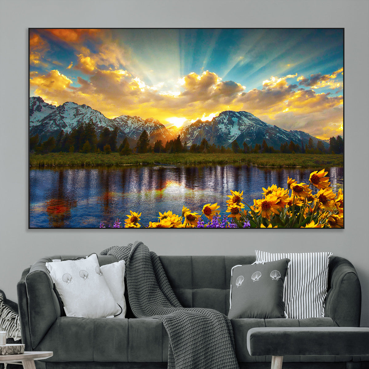 Grand Teton Park Sunrise Wall Art – Vibrant Landscape Canvas