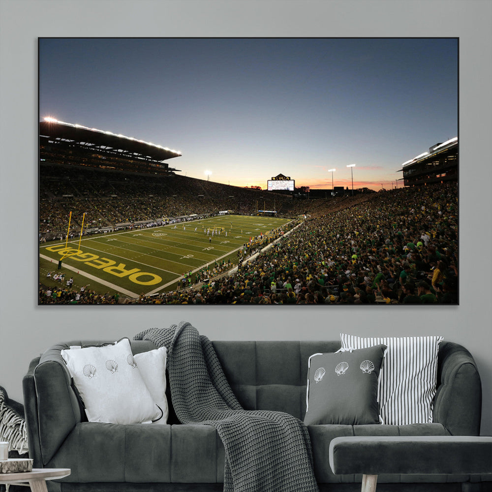 Oregon Ducks Football Team Print - Eugene Autzen Stadium