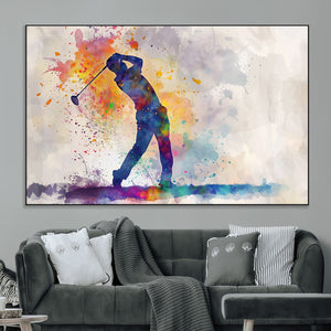 Watercolor Golf Swing Wall Art Canvas Print | Vibrant