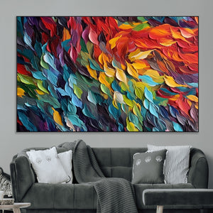 Vibrant Abstract Leaf Wall Art Canvas Print | Bold Colorful