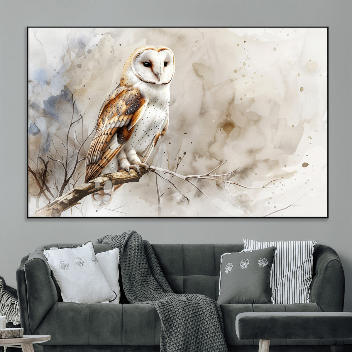 Barn Owl Wall Art | Watercolor Canvas Print | Perfect for
