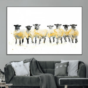Farmhouse Wall Art Sheep Print | Ready to Hang Framed Canvas