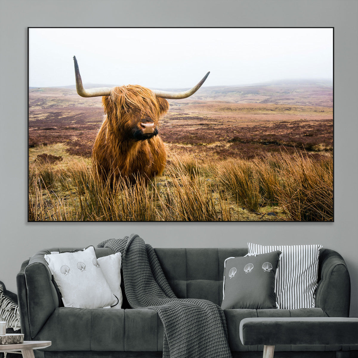 Scottish Highland Cow Canvas Wall Art – Rustic Farmhouse