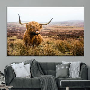 Scottish Highland Cow Canvas Wall Art – Rustic Farmhouse