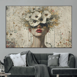 Abstract Floral Women Patel Wall Art Canvas Print