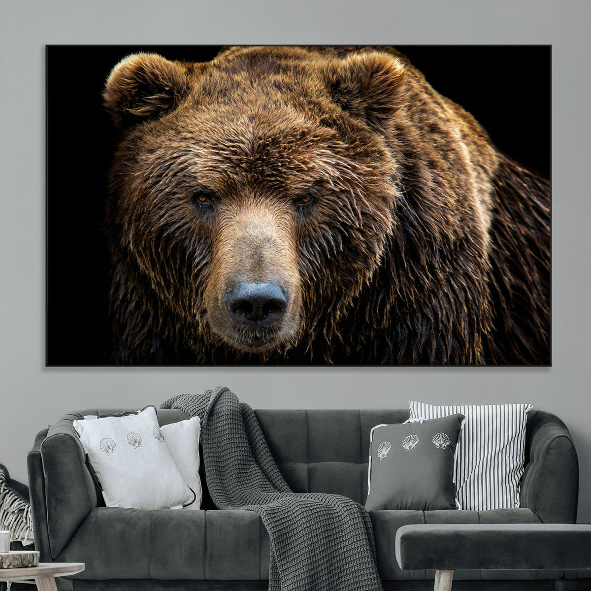 Grizzly Brown Bear Canvas Wall Art, Wildlife Animal Canvas