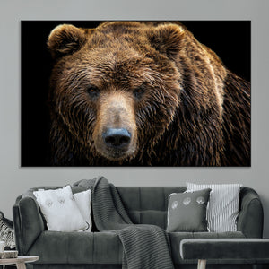 Grizzly Brown Bear Canvas Wall Art, Wildlife Animal Canvas