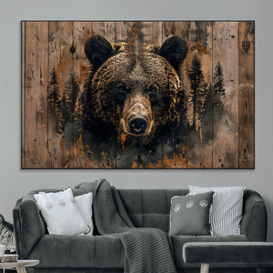 Rustic Grizzly 399 Wall Art | Triptych Canvas Print | Rustic