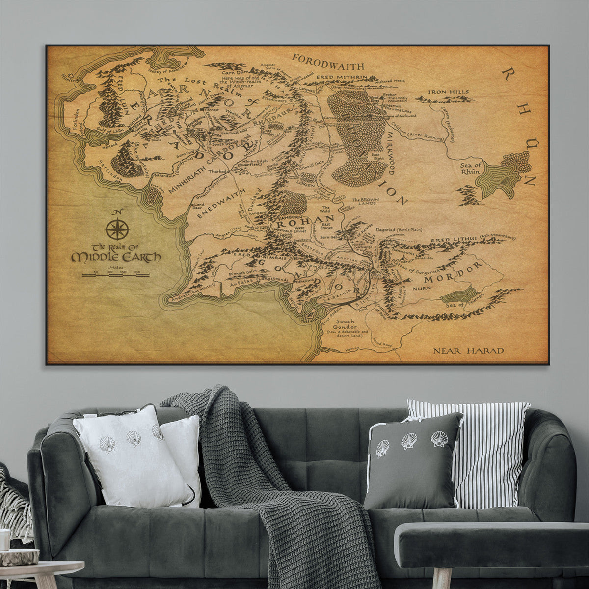 Middle Earth Map Canvas Wall Art – Vintage Fantasy Map