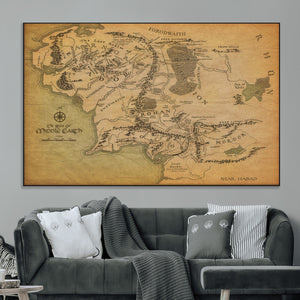 Middle Earth Map Canvas Wall Art – Vintage Fantasy Map