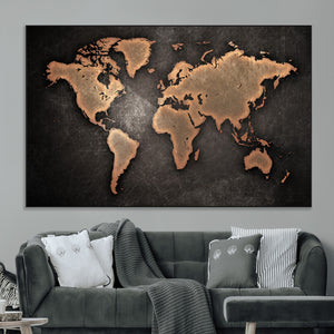 World Map Canvas Print – Framed Travel Map Wall Art for