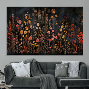 Large Floral Painting Print Illustration Flowers Canvas Wall