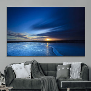 Blue Sunset Ocean Canvas Wall Art Print – Serene Coastal