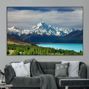 Mount Cook and Lake Pukaki Canvas Wall Art Print – Majestic