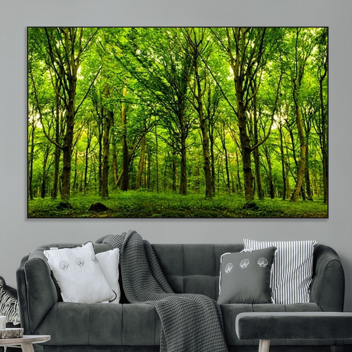 Lush Green Forest Canvas Print | 3-Panel Forest Wall Art |