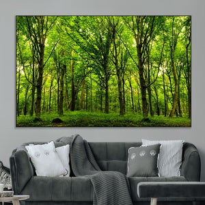Lush Green Forest Canvas Print | 3-Panel Forest Wall Art |
